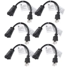 3 Prong Male Plug to Female Socket Extension Cable 16 AWG Power Cord [6 Pack]