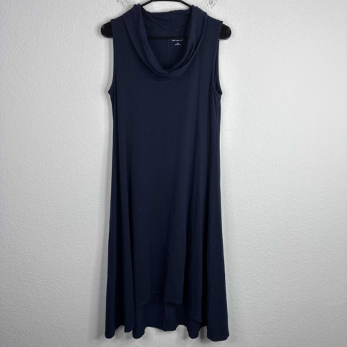 Soft Surroundings Dress Womens Petite Medium Blue Sleeveless Mock Neck Boho Midi