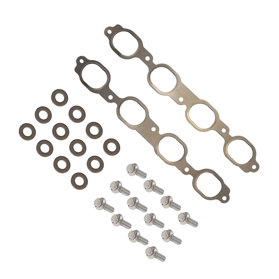 1 Set Exhaust Manifold Header Gaskets w/Bolt 12657093 For  Chevrolet 5.3L 6.2L Foto 3 de 4