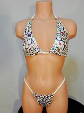 Exotic dancer stripper medium multicolor 2 pc bikini dance outfit-dancewear