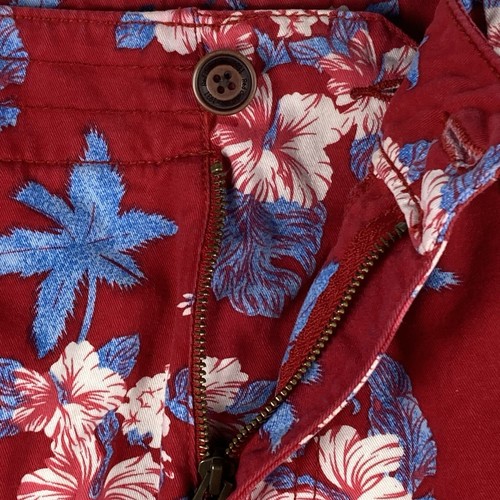 Red Camel Mens 32 Red Hawaiian Floral Chino Shorts Aloha Jams Golf Beach 80s - Picture 3 of 10