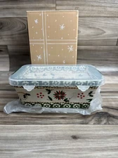 Temptations by Tara Holiday Bake Dish Mini Loaf Pan With Lid 12 Oz NIB