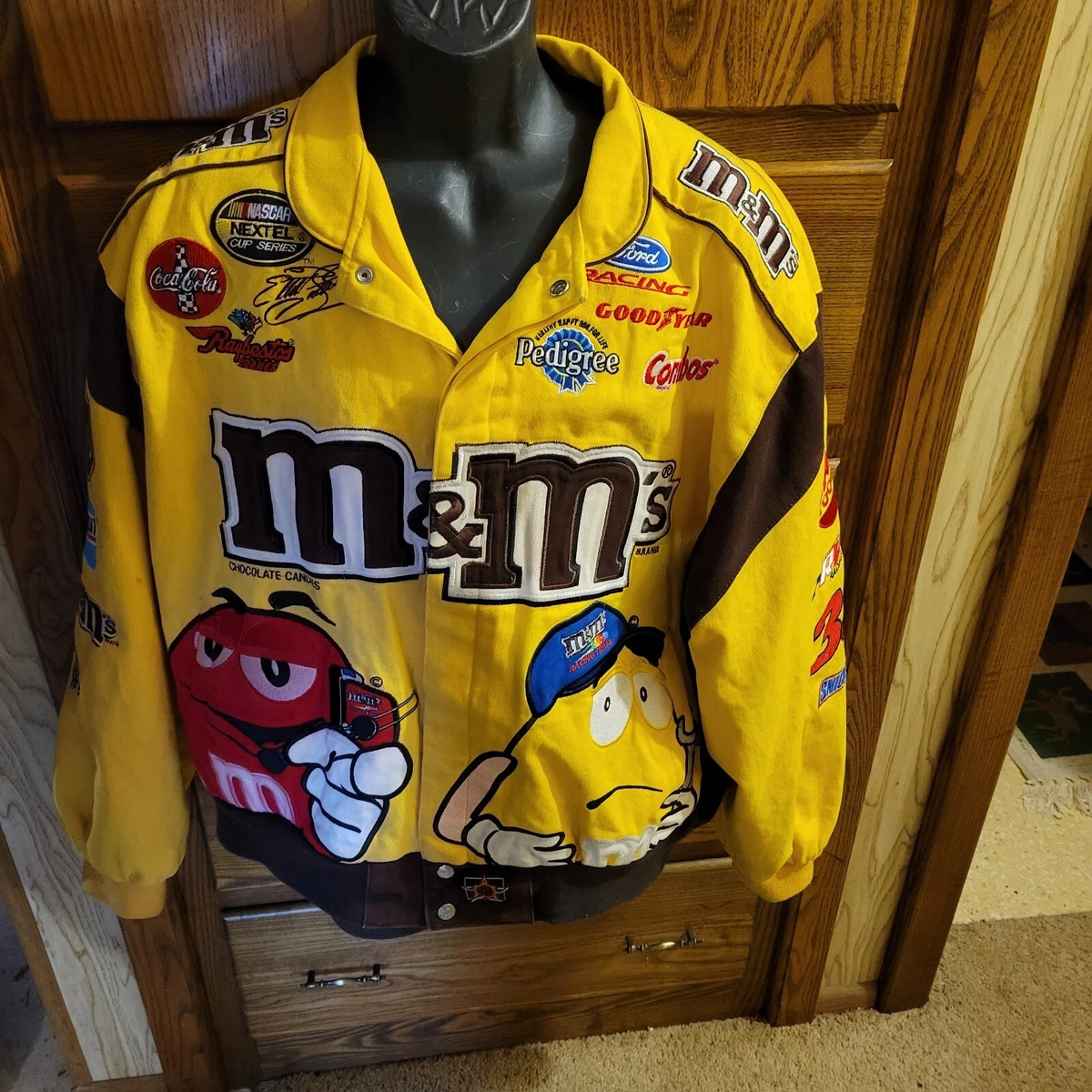 Official JH Design M&M Yellow Men's L Jacket #38 Elliot Sadler 