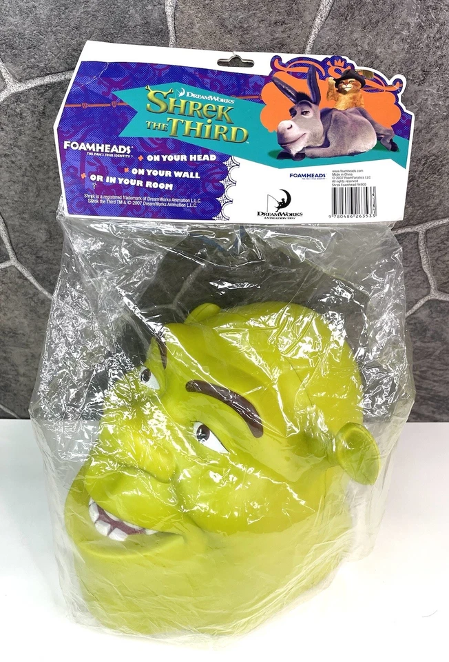 NIP 2007 Dreamworks SHREK THE THIRD Foam Head Foamheads NOT A MASK - Image 3 of 4