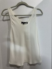 NWT Theory Scoop Tank Top B With Trim In White Classic GGT Bias J0302501 245