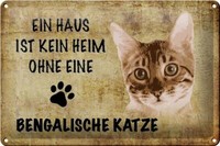 Blechschild Spruch 30X20 Cm Bengalische Katze Metall Deko Schild Tin Sign