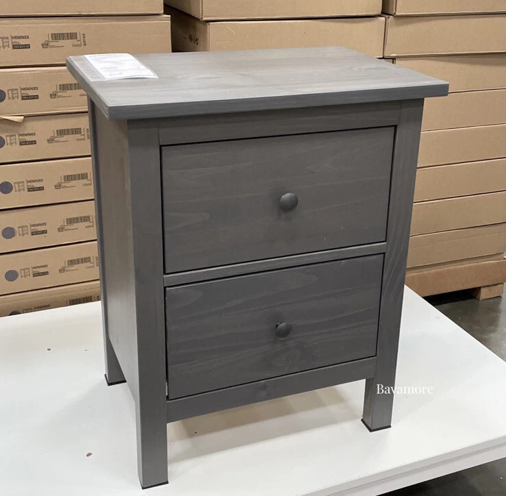 IKEA HEMNES 2 drawer chest nightstand dark gray stained 21 26