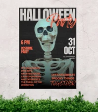 Customized Halloween Posters Skeleton Party Printable Online Digital İnvitation