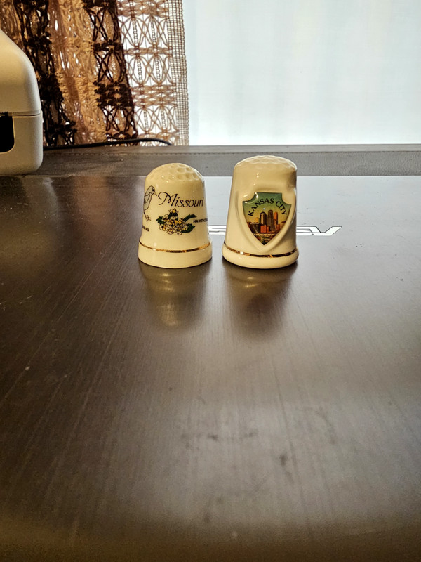 Two Ceramic Missouri Thimbles