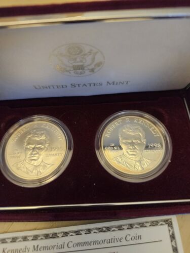 1998 U.S. Mint Robert F Kennedy Silver Dollar 2-Coin Set - Picture 2 of 4