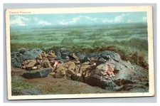 Vintage 1900's WW1 Colorized Photo Postcard Army at Trench Practice
