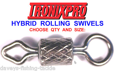TRONIX PRO HYBRID ROLLING BARREL SWIVELS ROUND + DIAMOND EYE SIZE 1,2,4,6,8,OR 12