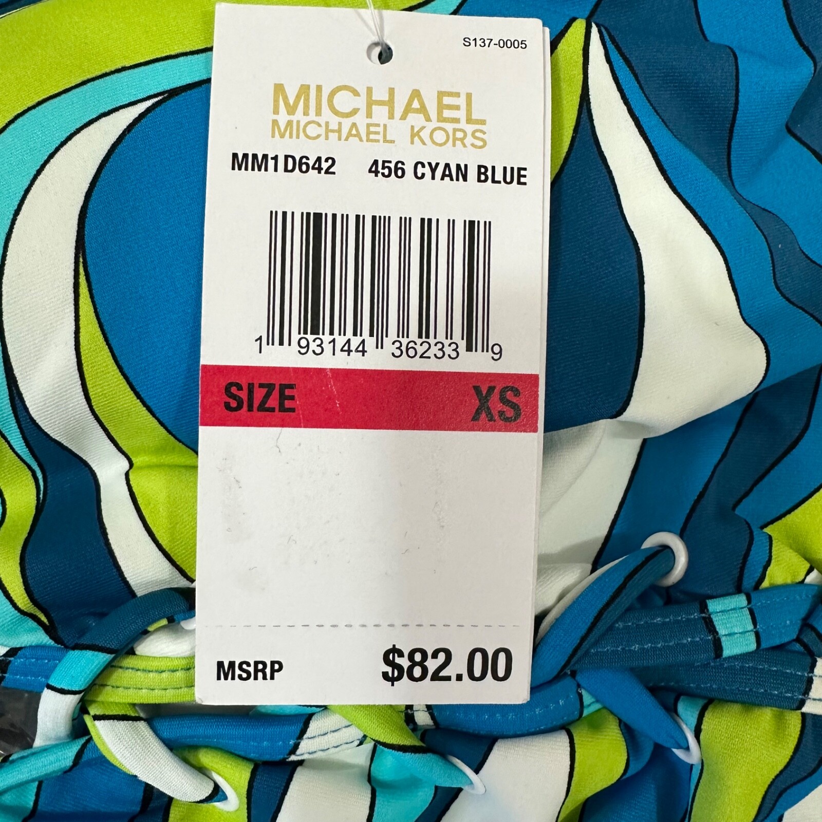Michael Michael Kors NEW Women Size XS Cyan Blue Lace-Up Longline Bikini Top NWT thumbnail 5