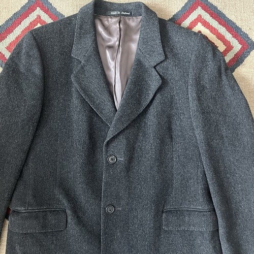 Barney’s New York Wool Overcoat Mens 44 Charcoal Gray Button Up Trench Coat - Picture 12 of 15