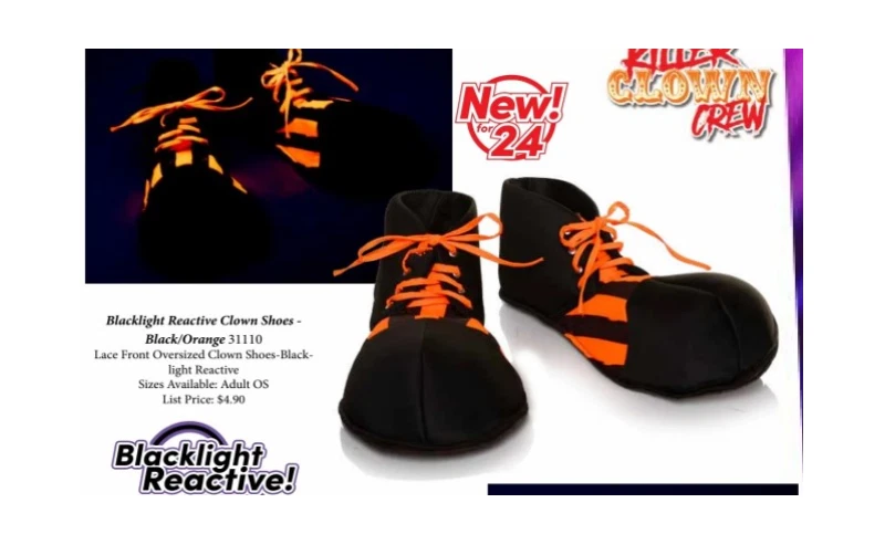 Blacklight реактивный клоун туфли черный/оранжевый или черный/желтый Хэллоуин цирка - Изображение 3 из 3