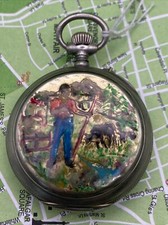 1950s Enamel Excelsior Roskopf Pocket Watch, Montre