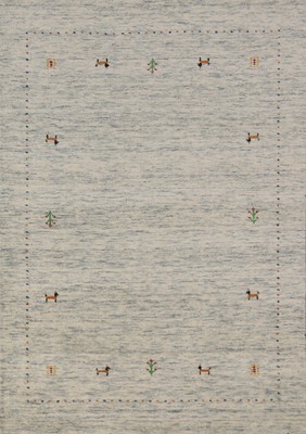 Elegant Handcrafted Gabbeh Tribal Ivory Wool Rug - Limited Edition'' 4x6 ft