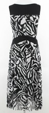 Nine West Dress Sz 6 Black White Animal Lined Mesh Ruch Poly Blend Jersey