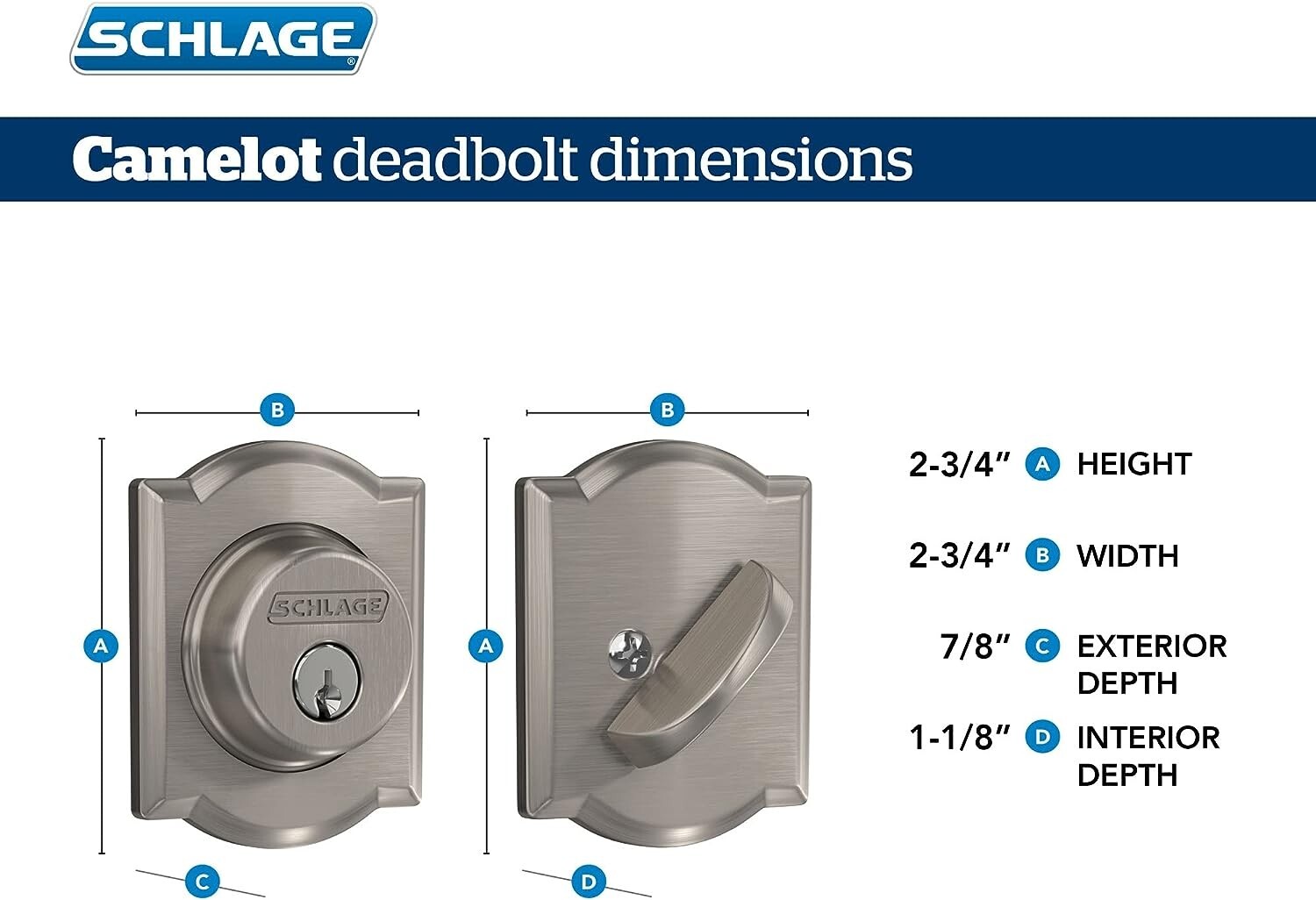 Schlage B60N CAM 609 Camelot Single Cylinder Deadbolt – Antique Brass, Grade 1 Security For Exterior Doors