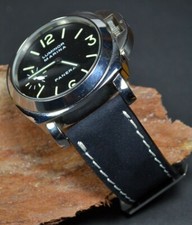 MA WATCH STRAP BLACK II GENUINE CALF NUBUCK LEATHER HANDMADE BAND F. PANERAI ETC