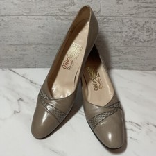 Vtg Salvatore Ferragamo Women Leather Heels Tan Made in Italy Size 8.5 AAAA