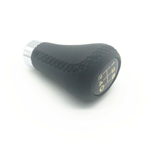 Black Leather 5-Speed Manual Aluminum Transmission Shifter Knob Car Trim - Picture 5 of 11