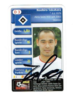 Naohiro Takahara Quartet Card 2003 Hamburger SV with Original Signature!
