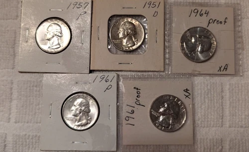 1951-1964 Washington Quarters (5) PROOF/AU/BU