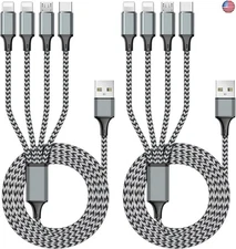 Puxnoin Multi Charging Cable 6FT 2Pack Multi Charger Cable 4 in 1 Universal