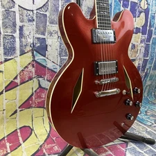 Custom DG335 Red Electric Guitar Semi-Hollow Body chrome hardware in stock