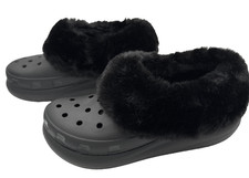 Crocs Furever Crush Black Lined Platform Clogs Mens 9 Womens 11 208446