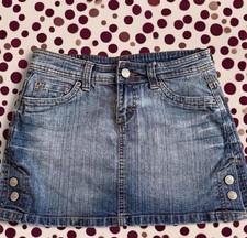 Abercrombie Fitch Y2K Size 4 Mini Skirt Distressed Frayed Hem Denim