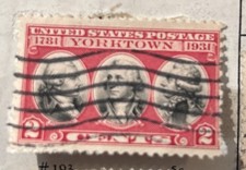 1931 Yorktown 2¢ US Stamp Scott #703 – Red -- Used, Hinged