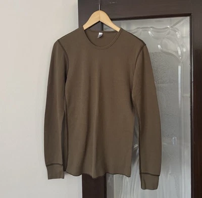 Vintage American Apparel Waffle Knit Thermal Long Sleeve Shirt Mens Medium Green - Image 1 of 4