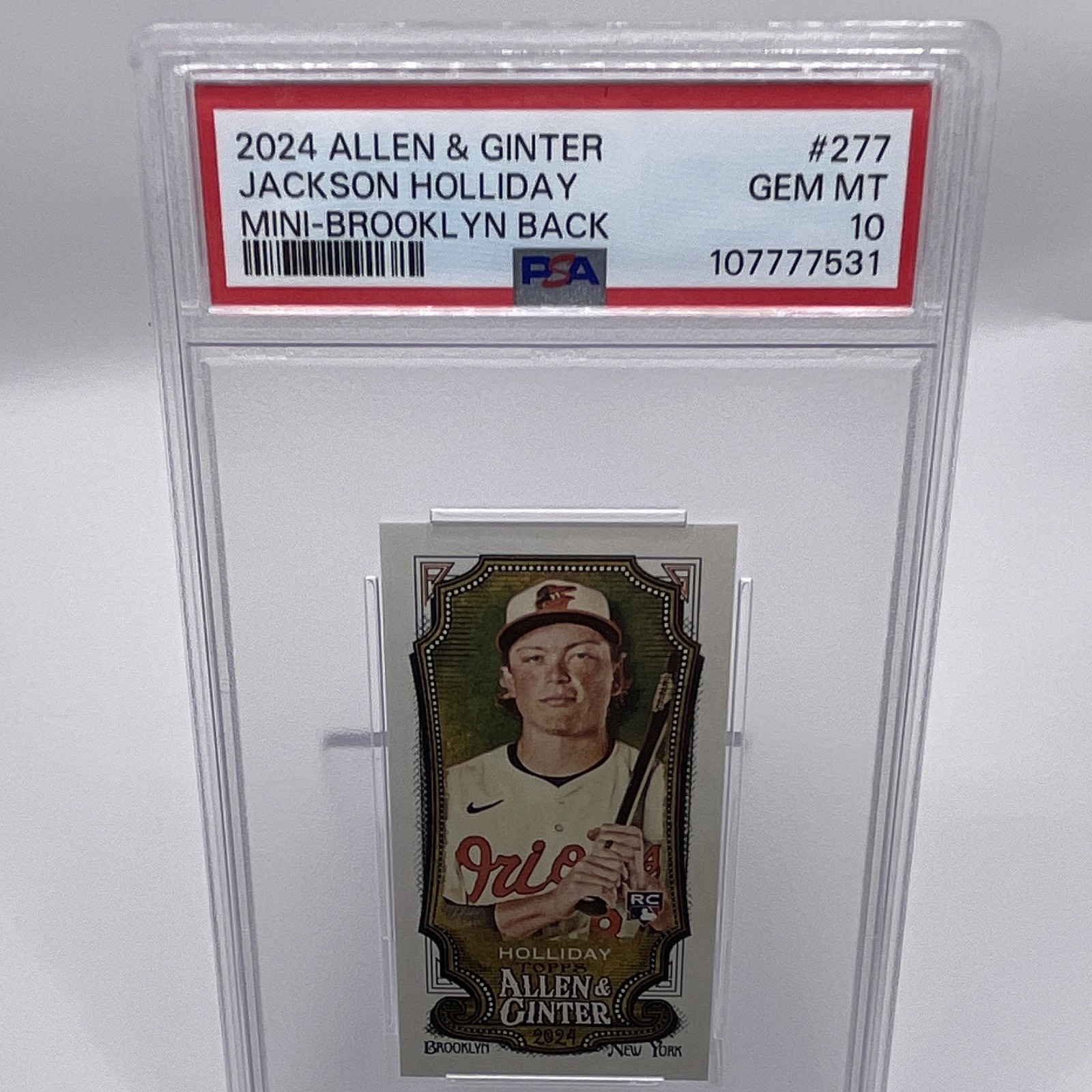 Topps 2024 Allen & Ginter Jackson Holliday #277 Mini Brooklyn Back /25 RC PSA 10 view 3