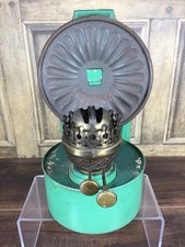 ANTIQUE TIN OIL LAMP COMPLETE WITH REFLECTOR & BRASS BURNER, WALL MOUNTED