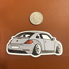 Volkswagen Beetle Cartoon Car Vinyl Decal Sticker - Gray Black White Red Volkswagen Beetle Cartoon Car Vinyl Decal Sticker - Gray Black White Red