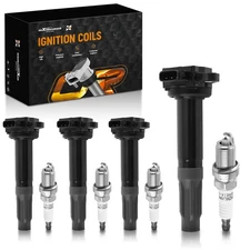 Pack of 4 Ignition Coil + Spark Plugs For Subaru Legacy Outback 2.5L 2010-2012