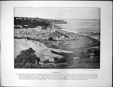 Old Print Teignmouth Resort Mild Air Ludlow Church St Lawrence Shropshire