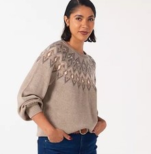 Ben de Lisi Fair Isle Crew Neck Jumper. Stone. Size Large. BNWT. RRP £60.