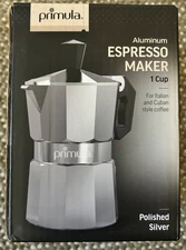 Primula PES-3301, 1-Cup Stovetop Espresso Coffee Maker - Silver