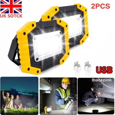 2x LED Work Light USB Rechargeable Inspection Torch Camping Lamp Security Light