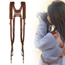 Kameragurt für 2 Kameras,Kamera-gurt Leder Doppelschulter für 2 Kameras Geschenk