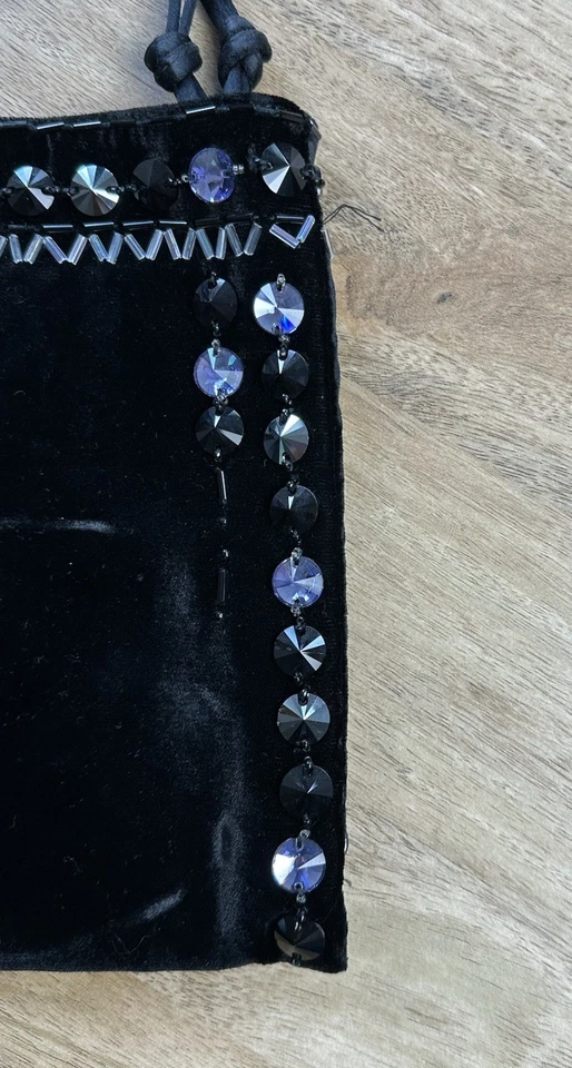 Vintage PRADA 2003 small black velvet beaded embellished handbag - Image 4 of 4