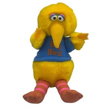 Vintage 1983 Playskool Sesame Street Big Bird Plush Doll Blue Shirt 9"