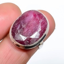 Ruby Gemstone Band Ring Size 925 Sterling Silver