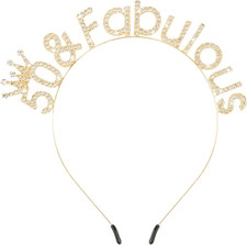 50th Birthday Decorations for Women - Gold Tiara Queen Crown, Fabulous Headba...