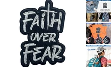 Faith Over Fear Patch 3 Inches Iron On/Sew On Cross Christian God Religious 