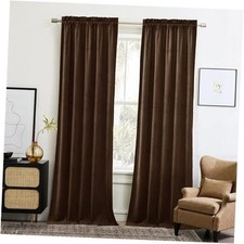 Velvet Room Darkening Curtains, Home Decor 52"W x 120"L Pack of 2 Brown