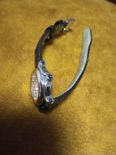 Chopard Happy Sport Silver Dial Diamond Non-OEM Black Leather Strap Used Watch - Picture 5 of 18